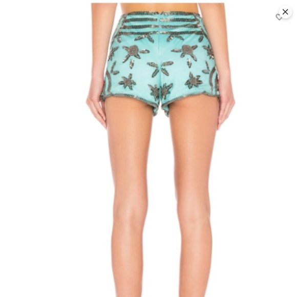 SOLD New X by NBD Revolve Mint Sequin Beaded Festival Shorts free people hippie - Picture 4 of 12
